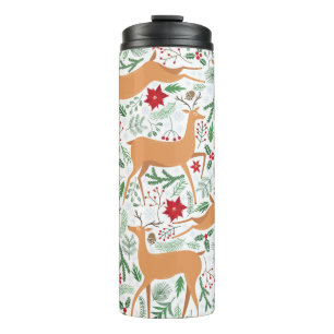 Garrafa Térmica Vintage winter deer seamless pattern. Christmas ba