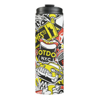 Garrafa Térmica Vintagem do abstrato de retalhamento de autocolant