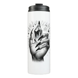 Garrafa Térmica Vintagem Mágica de Energia Cristal e Unhas Negras 