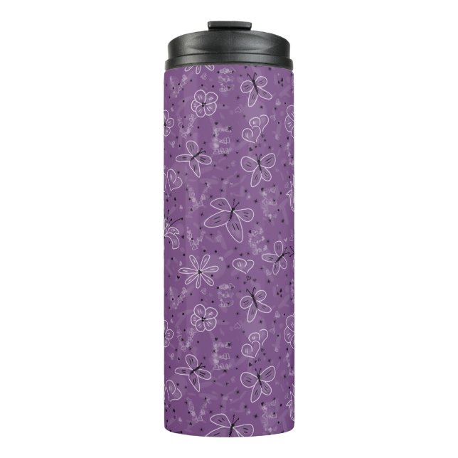 Garrafa Térmica Violet Mauve Butterfly AMVE - padrão perfeito. (Frente)