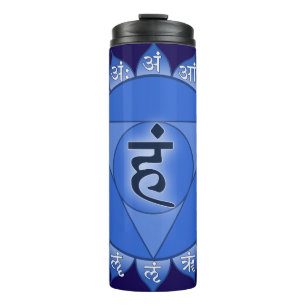 Garrafa Térmica Vishuddha Chakra Blue Petals & Sanskrit Vogels