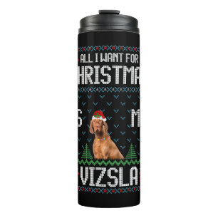 Garrafa Térmica Vizsla Dog Ugly Christmas Sweater