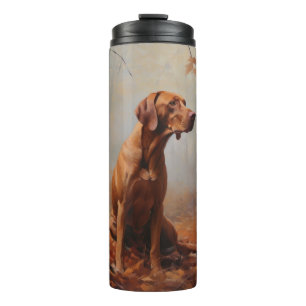 Garrafa Térmica Vizsla nas Folhas Caídas de Outono Inspira