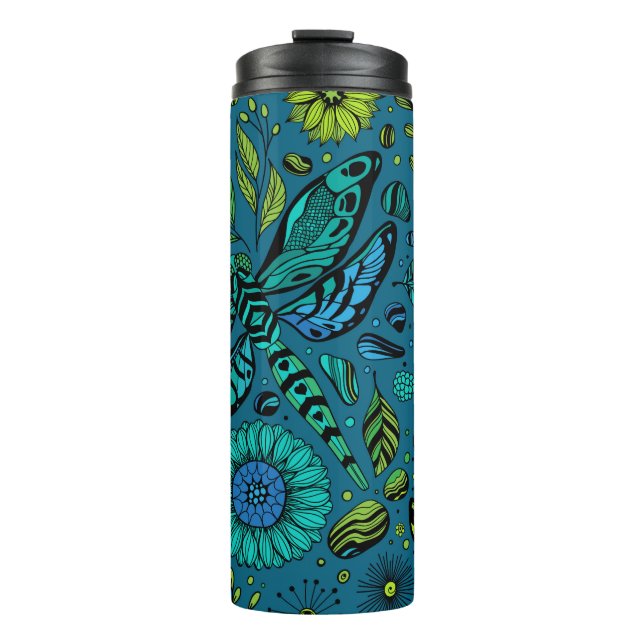 Garrafa Térmica Voe, voe libélula em azul (Frente)