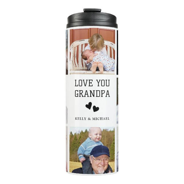 Garrafa Térmica Vovô - Colagem de Fotos Personalizada Tumbler Térm (Frente)
