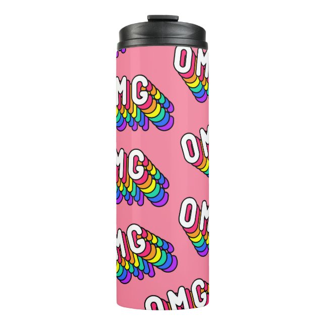 Garrafa Térmica Wallpaper de Comic Pink do Quirky OMG (Frente)