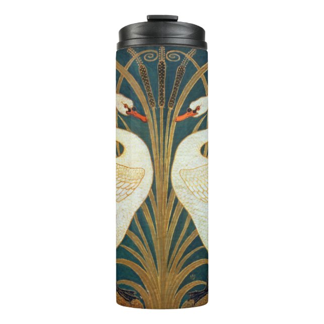 Garrafa Térmica Walter Crane Swan, Rush E Iris Art Nouveau (Frente)