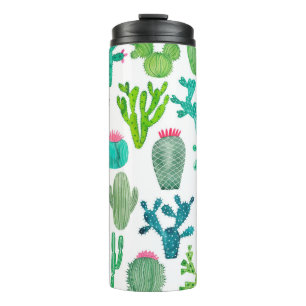 Garrafa Térmica Watercolor Cactus Set: Coleção Artística