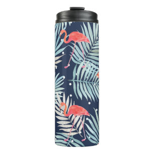 Garrafa Térmica Watercolor Flamingo: Elegância Tropical Rosa.