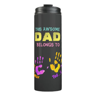 Garrafa Térmica Watercolor Handprint Padre Pai Filho