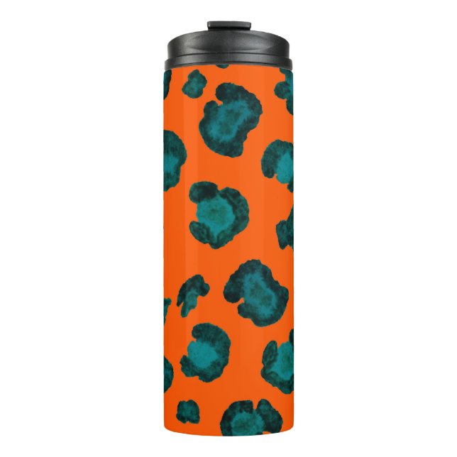 Garrafa Térmica Watercolor seamless pattern with leopard skin. Fas (Frente)