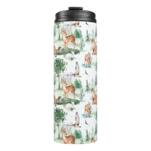 Garrafa Térmica Watercolor Woodland Baby Animal Patterno