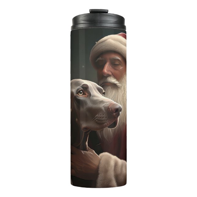 Garrafa Térmica Weimaraner com Papai Noel Natal Festivo (Frente)