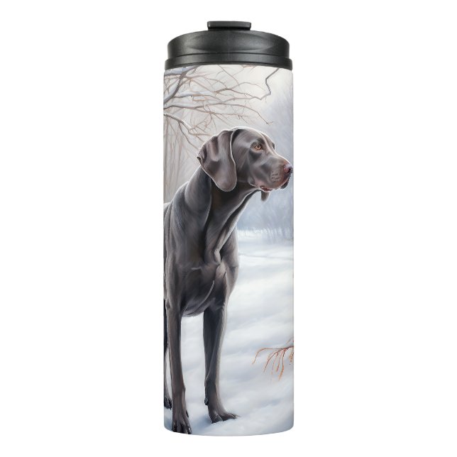 Garrafa Térmica Weimaraner Deixe-o nevar no Natal (Frente)
