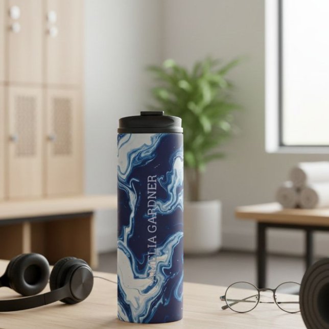 Garrafa Térmica Wellness Waters Thermos - Matte Night Blue Name (Criador carregado)