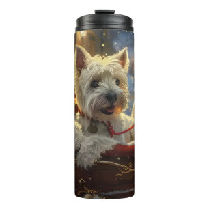 Garrafa Térmica West Highland White Terrier Cão Natal Festivo