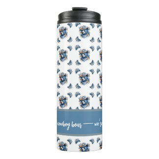 Garrafa Térmica Western Cowboy Bear - Blue Bear with Floral Bandan