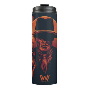 Garrafa Térmica Westworld Homem de preto com revólver