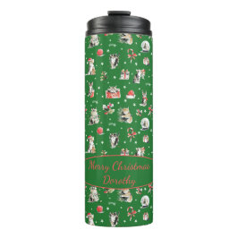 Garrafa Térmica Whimissi Cats de Natal com Aquarela