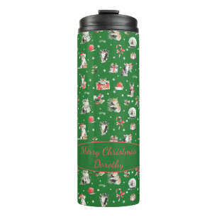Garrafa Térmica Whimissi Cats de Natal com Aquarela