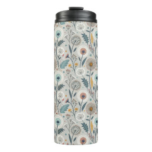 Garrafa Térmica Whimsical Dandelion & Floral Folk Art Seamless