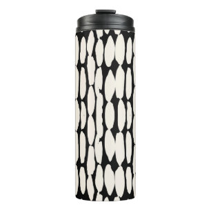 Garrafa Térmica White black dot pattern. shibori circle seamless. 