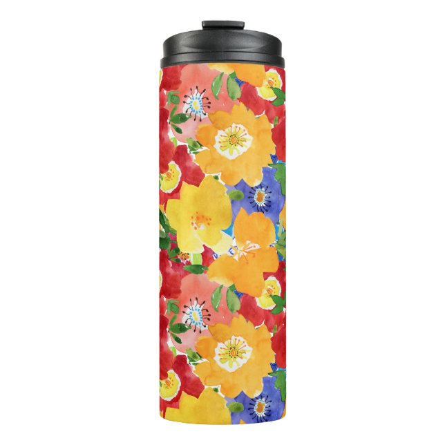 Garrafa Térmica wild flowers. Seamless repeated floral pattern. Se (Frente)