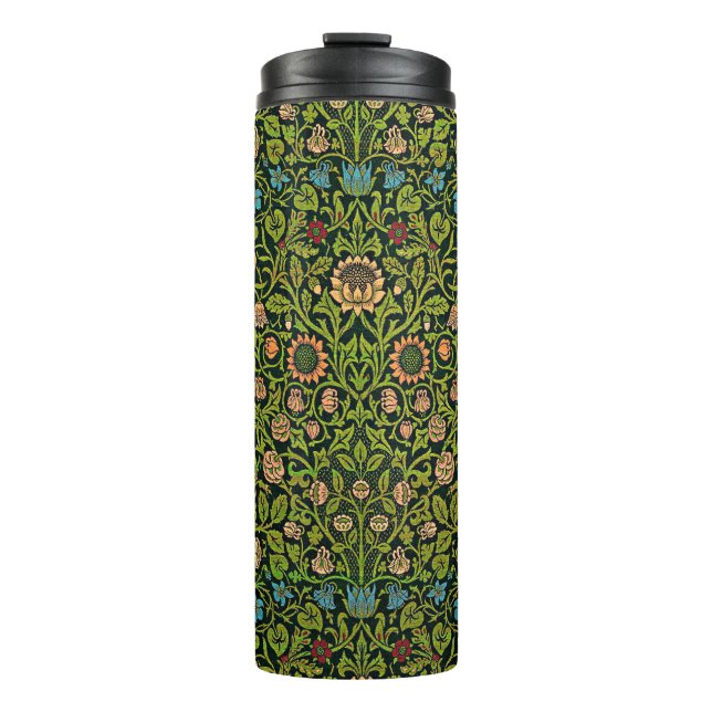 Garrafa Térmica William Morris - Columbina, verde escuro, (Frente)