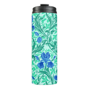 Garrafa Térmica William Morris Irises, Cobalt Blue, Aqua e Teal