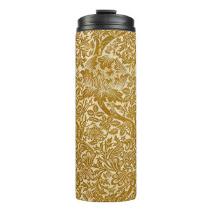 Garrafa Térmica William Morris Rosa e Cardo Floral Dourado