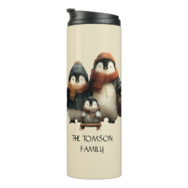 Garrafa Térmica Winter Penguin Family Personalized Design