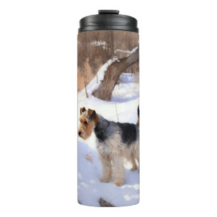 Garrafa Térmica Wire Fox Terrier Deixe Nevar Natal