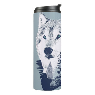 Garrafa Térmica Wolf Blue Forest Grunge