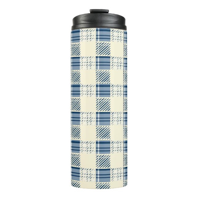 Garrafa Térmica Xadrez azul e limão (Frente)