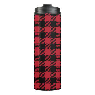 Garrafa Térmica Xadrez Búfalo Vermelho de Inverno Aconchegante
