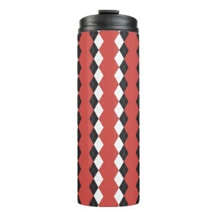 Garrafa Térmica Xadrez de Argyle. Escocês em branco, preto e