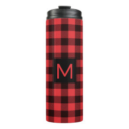 Garrafa Térmica Xadrez de búfalo com Monograma