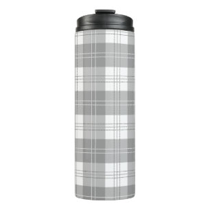 Garrafa Térmica Xadrez de Búfalo Preto e Branco