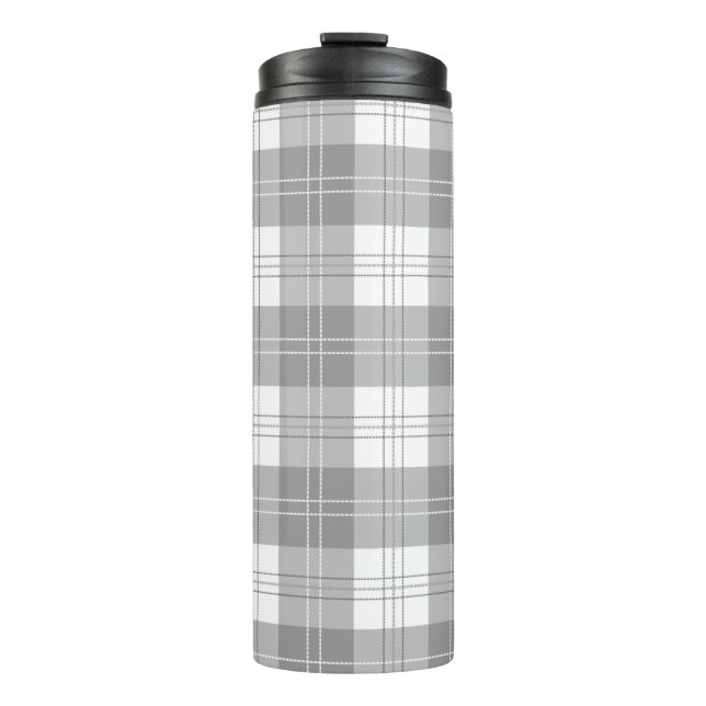 Garrafa Térmica Xadrez de Búfalo Preto e Branco (Frente)