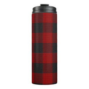 Garrafa Térmica Xadrez de Buffalo PixDezines, Vermelho Preto