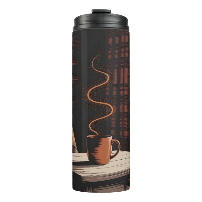 Garrafa Térmica Xadrez de café Cozy Cabin Autumn Rustic Home Decor (Frente)