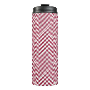 Garrafa Térmica Xadrez de Glen Branco Vermelho: Tartan Torcido