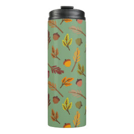 Garrafa Térmica Xadrez Feriado Outono Ação de Graças Colheita Folh