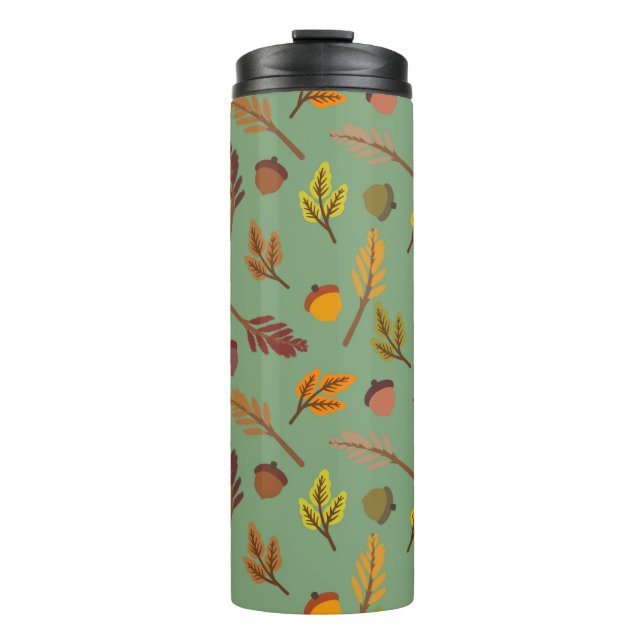 Garrafa Térmica Xadrez Feriado Outono Ação de Graças Colheita Folh (Frente)