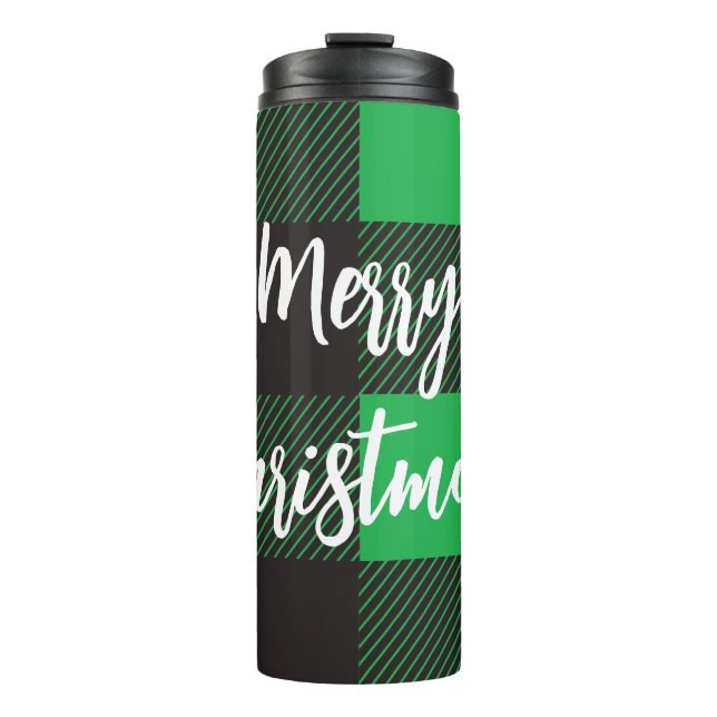 Garrafa Térmica Xadrez Padrão Feliz Natal (Frente)