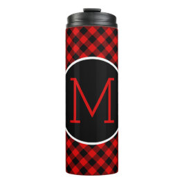 Garrafa Térmica Xadrez Personalizado de Buffalo Vermelho e Preto