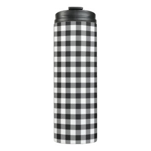 Garrafa Térmica Xadrez Preto e Branco Plaid Gingham Rústico Búfalo