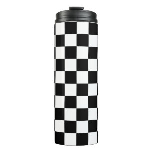 Garrafa Térmica Xadrez Retro Xadrez Preto e Branco