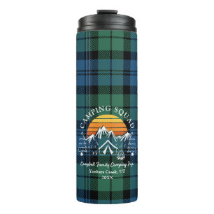Garrafa Térmica Xadrez Tartan Retro Family Camping Squad Campbell