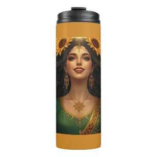 Garrafa Térmica Xícara Senhora Girassol Persa Arte Floral Elegan